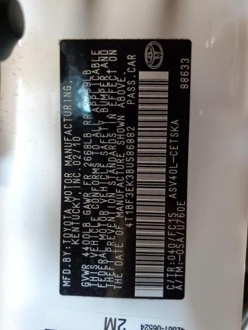 4T1BF3EK3BU586882 - 2011 TOYOTA CAMRY BASE WHITE photo 13