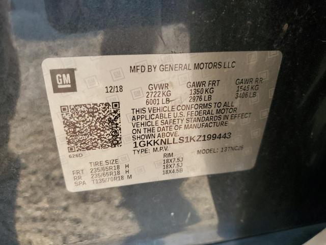 1GKKNLLS1KZ199443 - 2019 GMC ACADIA SLE ლურჯი ფოტო 13