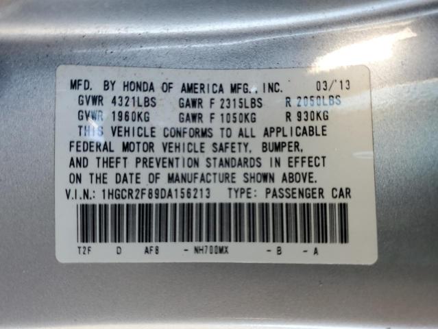 1HGCR2F89DA156213 - 2013 HONDA ACCORD EXL ვერცხლისფერი ფოტო 13