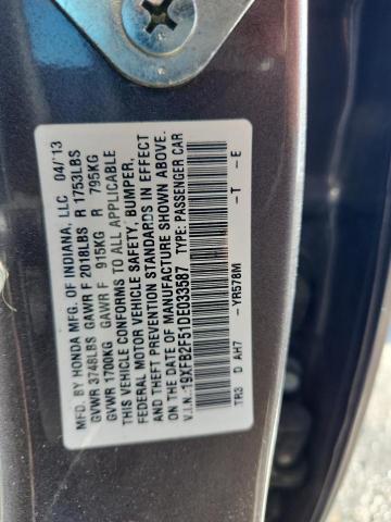 19XFB2F51DE033587 - 2013 HONDA CIVIC LX GRAY photo 12