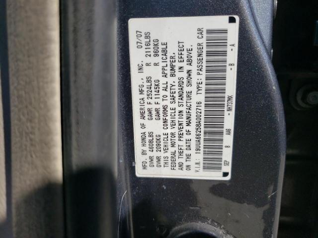 19UUA66258A002716 - 2008 ACURA TL GRAY photo 13