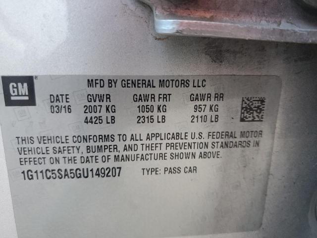 1G11C5SA5GU149207 - 2016 CHEVROLET MALIBU LIM LT 银色 照片 12