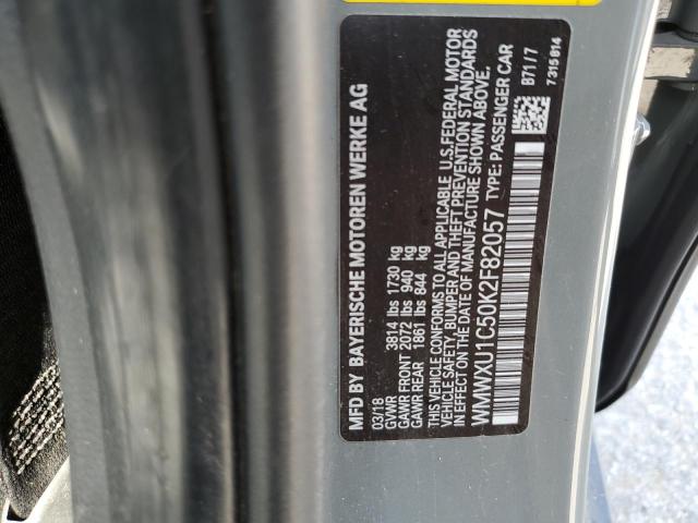 WMWXU1C50K2F82057 - 2019 MINI COOPER GRAY photo 12