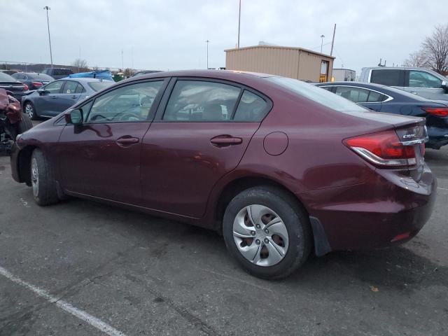 19XFB2F59FE009167 - 2015 HONDA CIVIC LX BURGUNDY photo 2