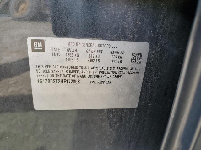 1G1ZB5ST2HF172358 - 2017 CHEVROLET MALIBU LS BLACK photo 12