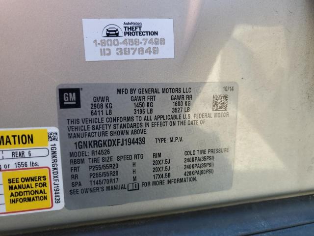 1GNKRGKDXFJ194439 - 2015 CHEVROLET TRAVERSE LT 银色 照片 13