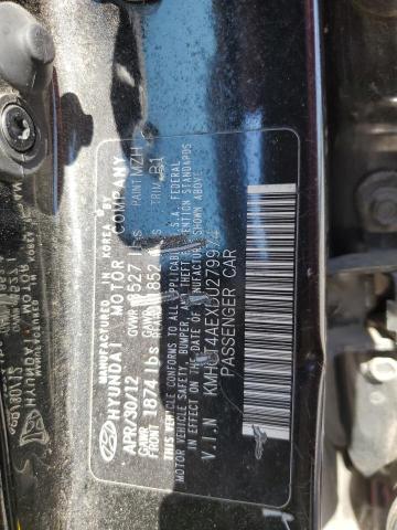 KMHCT4AEXDU279974 - 2013 HYUNDAI ACCENT GLS BLACK photo 12