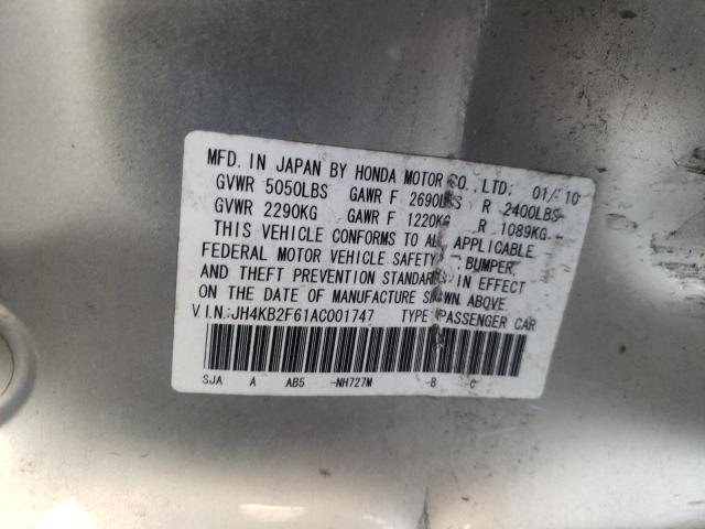 JH4KB2F61AC001747 - 2010 ACURA RL 银色 照片 12