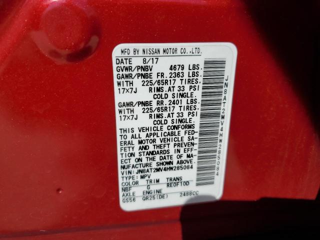 JN8AT2MV4HW285084 - 2017 NISSAN ROGUE S წითელი ფოტო 13