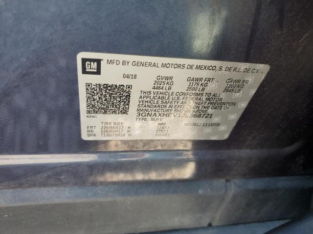 3GNAXHEV1JL368721 - 2018 CHEVROLET EQUINOX LS ლურჯი ფოტო 13