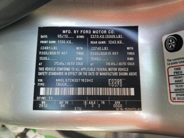 NM0LS7CN3DT162942 - 2013 FORD TRANSIT CONNECT XL SILVER photo 13