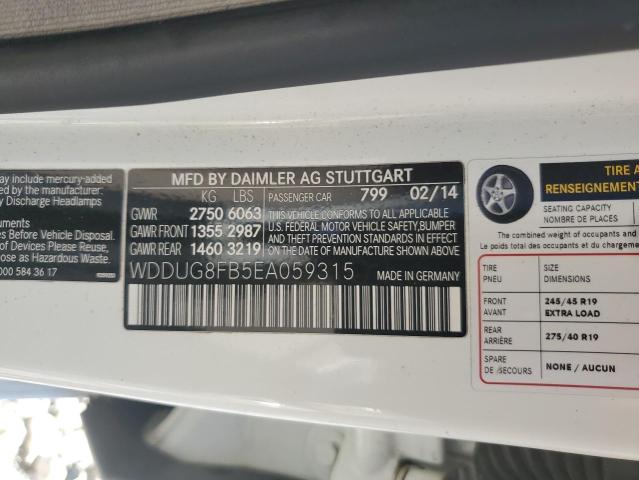 WDDUG8FB5EA059315 - 2014 MERCEDES-BENZ S 550 4MATIC WHITE photo 13