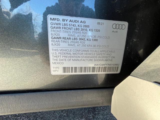 WA1C4AFY7M2103652 - 2021 AUDI SQ5 PRESTIGE GRAY photo 10