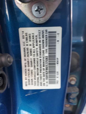 19XFB2F86EE225583 - 2014 HONDA CIVIC EX BLUE photo 12