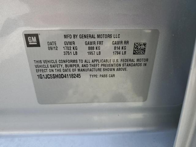 1G1JC5SH0D4118245 - 2013 CHEVROLET SONIC LT ვერცხლისფერი ფოტო 12