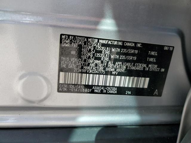 2T3N1RFV3KC047775 - 2019 TOYOTA RAV4 LIMITED Күміс фото 13