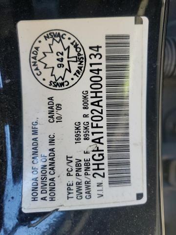 2HGFA1F02AH004134 - 2010 HONDA CIVIC EXL BLACK photo 12