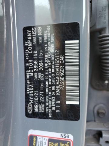 KMHLM4AG2MU165112 - 2021 HYUNDAI ELANTRA SEL GRAY photo 12