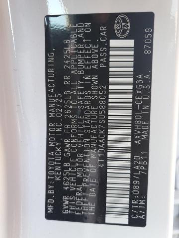 4T1DAACK7SU588052 - 2025 TOYOTA CAMRY XSE WHITE photo 12