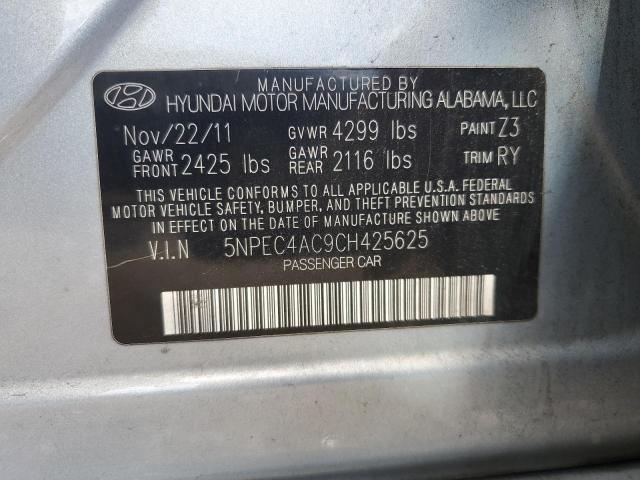 5NPEC4AC9CH425625 - 2012 HYUNDAI SONATA SE SILVER photo 12
