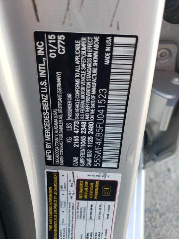 55SWF4KB5FU041523 - 2015 MERCEDES-BENZ C 300 4MATIC SILVER photo 12