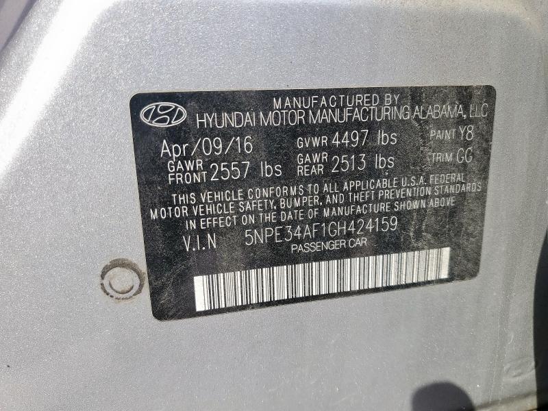 5NPE34AF1GH424159 - 2016 HYUNDAI SONATA SPORT SILVER photo 12