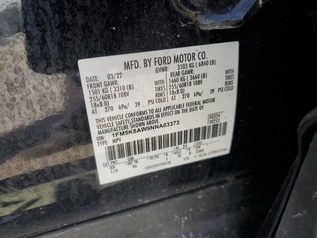 1FM5K8AW9NNA03373 - 2022 FORD EXPLORER POLICE INTERCEPTOR Siyah fotoğraf 14