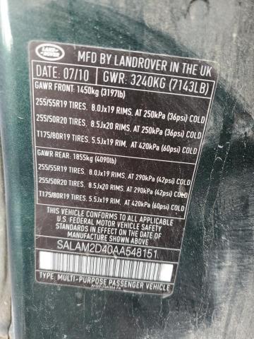 SALAM2D40AA548151 - 2010 LAND ROVER LR4 HSE PLUS GREEN photo 13