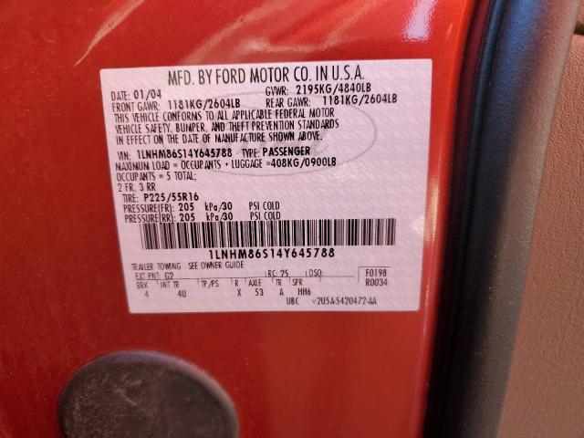 1LNHM86S14Y645788 - 2004 LINCOLN LS 红色 照片 12
