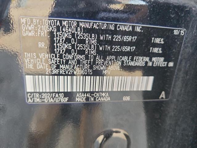 2T3RFREV2FW396015 - 2015 TOYOTA RAV4 XLE BLACK photo 13