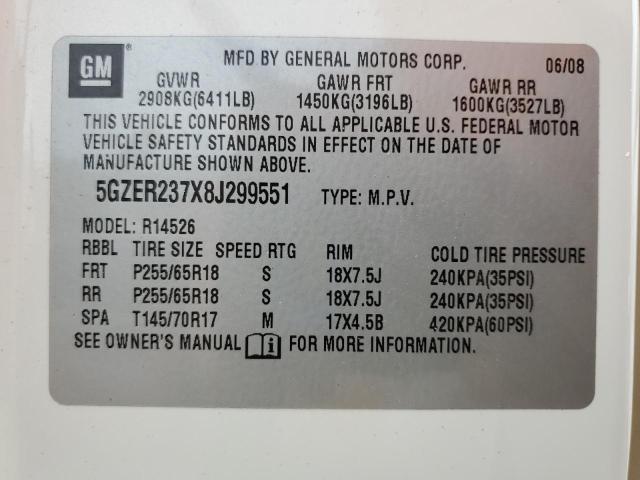 5GZER237X8J299551 - 2008 SATURN OUTLOOK XR 白色 照片 14