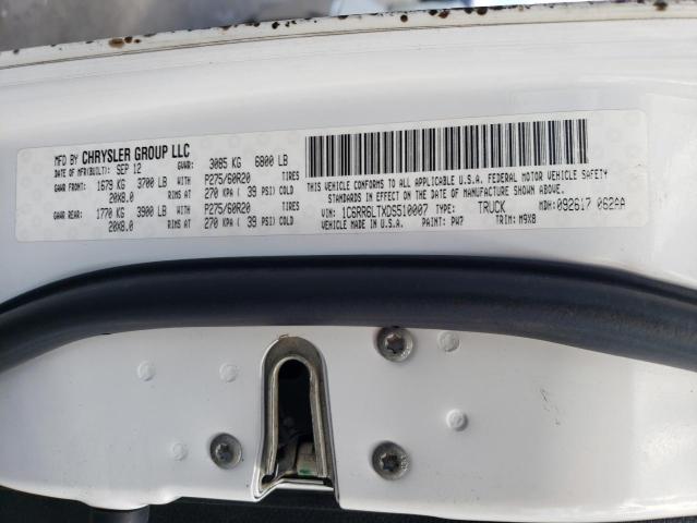 1C6RR6LTXDS510007 - 2013 RAM 1500 SLT WHITE photo 12