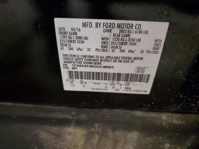 1FM5K8F88GGC48683 - 2016 FORD EXPLORER LIMITED BLACK photo 13