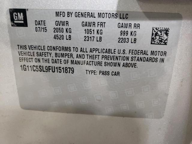 1G11C5SL9FU151879 - 2015 CHEVROLET MALIBU 1LT 银色 照片 12