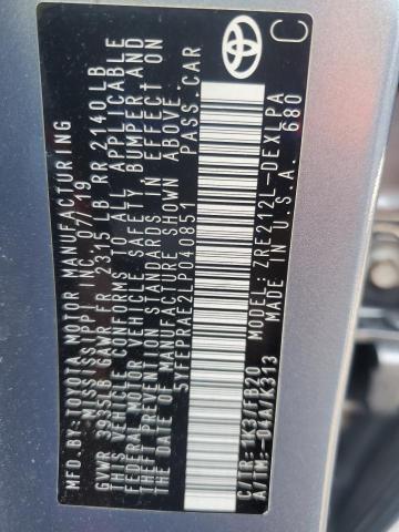 5YFEPRAE2LP040851 - 2020 TOYOTA COROLLA LE 蓝色 照片 12