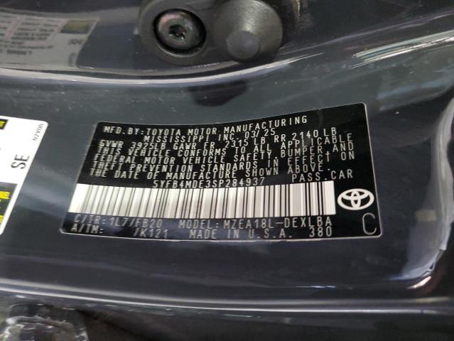 5YFB4MDE3SP284937 - 2025 TOYOTA COROLLA LE BLACK photo 12