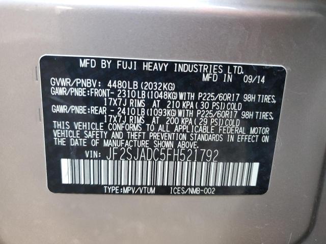 JF2SJADC5FH521792 - 2015 SUBARU FORESTER 2.5I PREMIUM BROWN photo 12