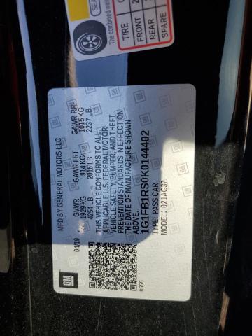 1G1FB1RS0K0144402 - 2019 CHEVROLET CAMARO LS BLACK photo 13