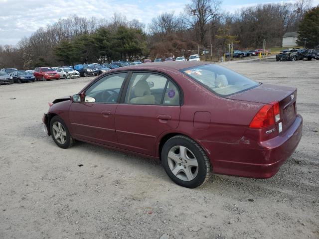 2HGES26774H531537 - 2004 HONDA CIVIC EX BURGUNDY photo 2