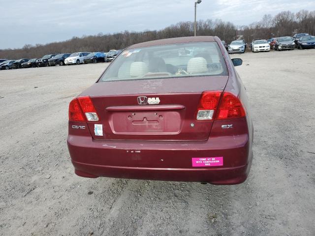 2HGES26774H531537 - 2004 HONDA CIVIC EX BURGUNDY photo 6