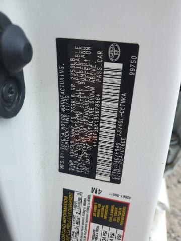 4T1BF3EK1BU678864 - 2011 TOYOTA CAMRY BASE Սպիտակ լուսանկար 12