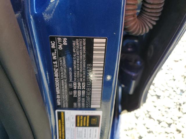 55SWF8DB1KU316478 - 2019 MERCEDES-BENZ C 300 ლურჯი ფოტო 12