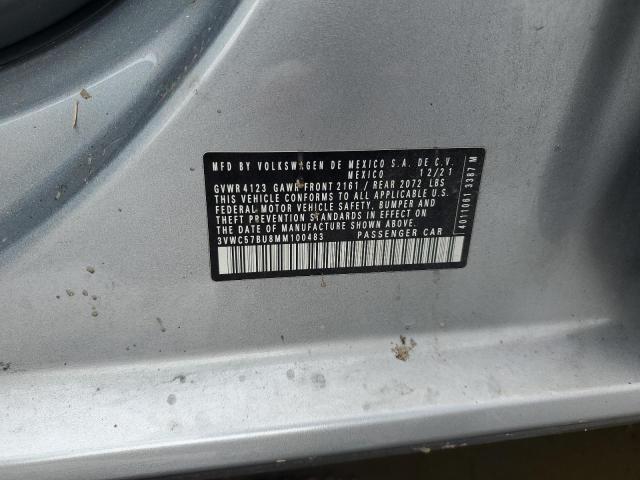 3VWC57BU8MM100483 - 2021 VOLKSWAGEN JETTA S GRAY photo 12
