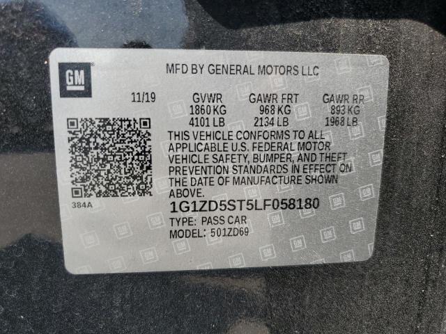 1G1ZD5ST5LF058180 - 2020 CHEVROLET MALIBU LT BLACK photo 12