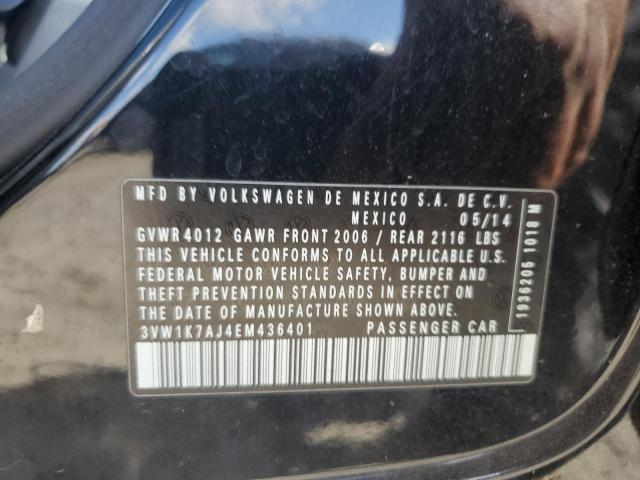 3VW1K7AJ4EM436401 - 2014 VOLKSWAGEN JETTA BASE BLACK photo 12