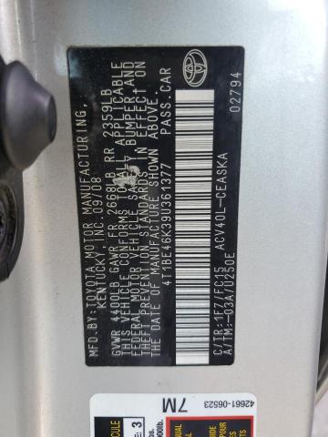 4T1BE46K39U361377 - 2009 TOYOTA CAMRY BASE 银色 照片 12