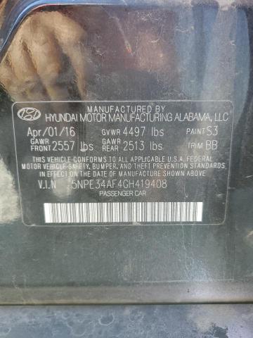 5NPE34AF4GH419408 - 2016 HYUNDAI SONATA SPORT BLACK photo 12