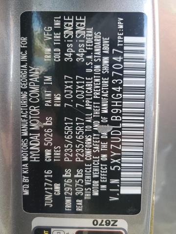 5XYZUDLB9HG437047 - 2017 HYUNDAI SANTA FE SPORT GRAY photo 14