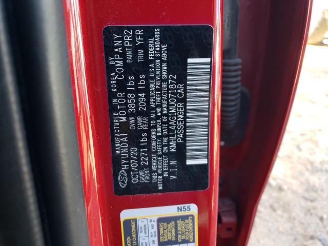 KMHLL4AG1MU071872 - 2021 HYUNDAI ELANTRA SE RED photo 12