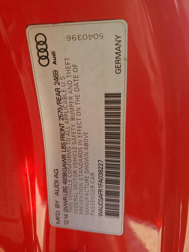 WAUCGAFR1FA038227 - 2015 AUDI S5 PREMIUM PLUS 红色 照片 12